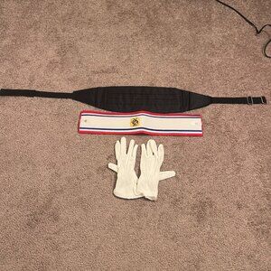 Knights Of Columbus Ceremonial Gloves & Sash Set With Black Cummerbund